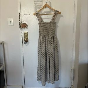 Nothing Fits But Enola Dress in Tan and Blue Flowers